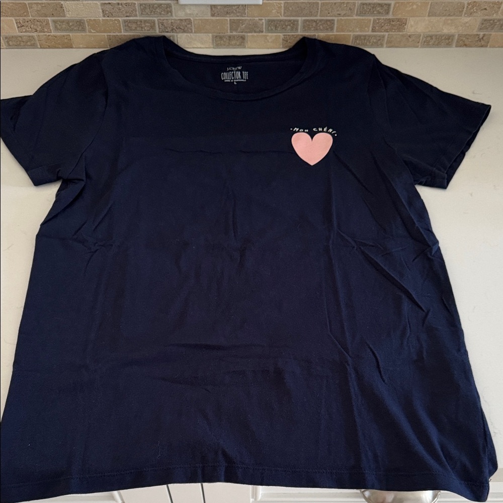 J. Crew Navy Collector Tee MON CHERI Size: L NWOT ✨